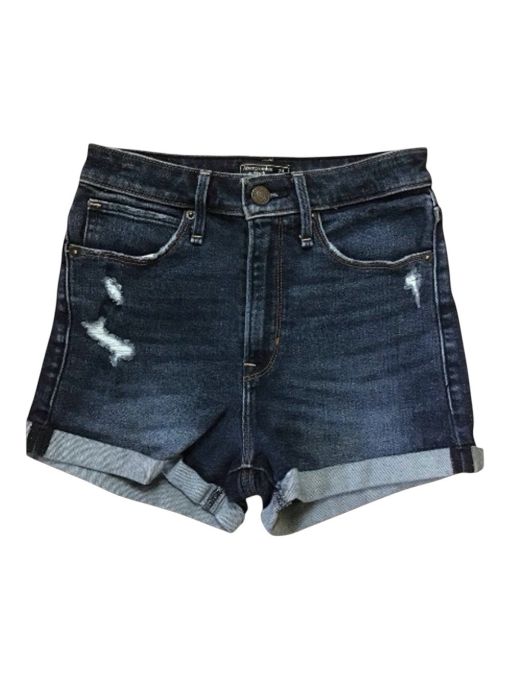 Abercrombie &Fitch distressed jeans shorts Simone high rise 24 high waist waiste
